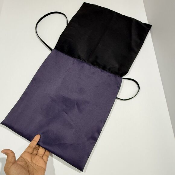 Women Satin Crossbody Shoulder Bag Dark Blue Fold Over Flap 11x12 in - Picture 2 of 16